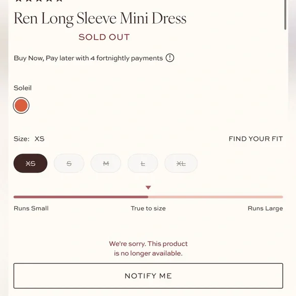 Ren Long Sleeve Mini Dress - M - Sold Out - Picture 12 of 12